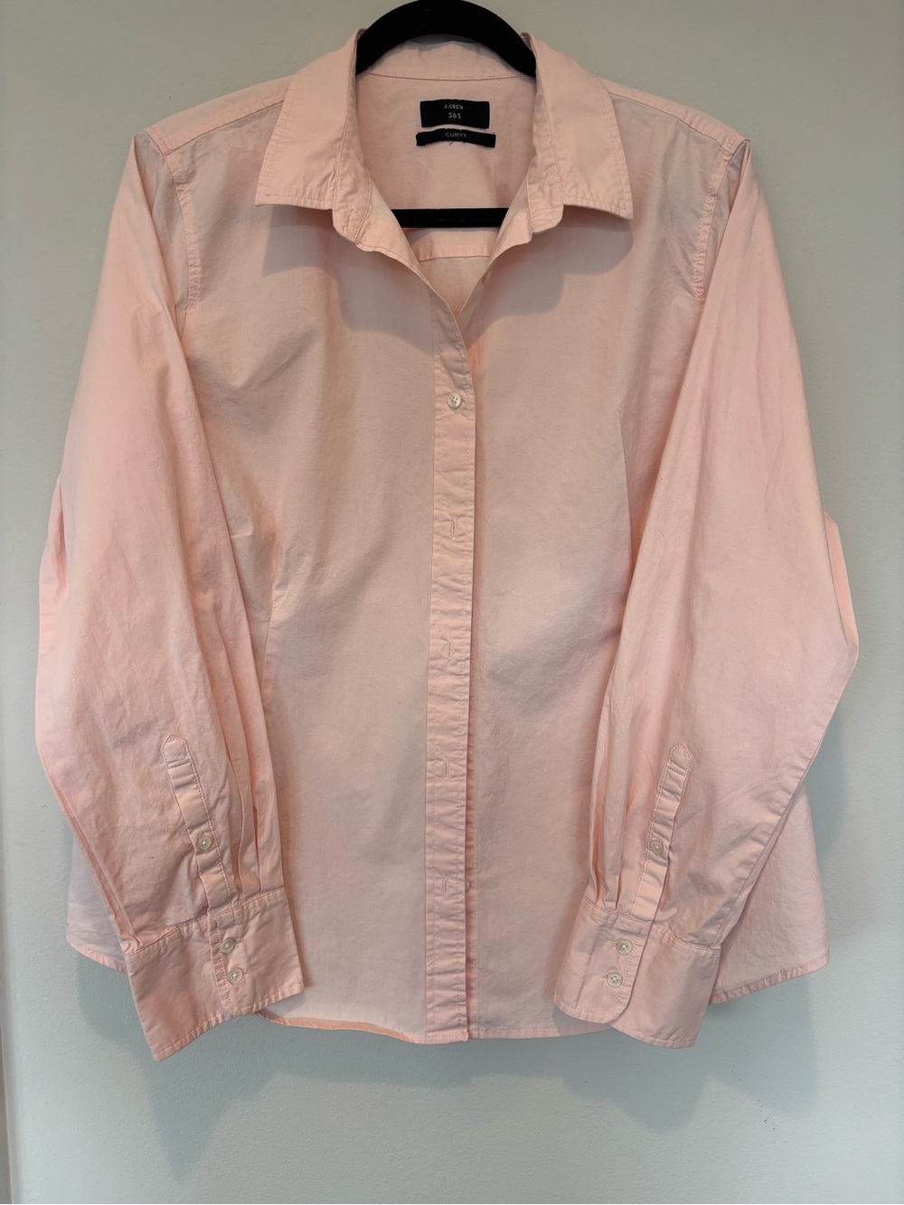 J. Crew Pale Pink Curvy Button-Up Shirt